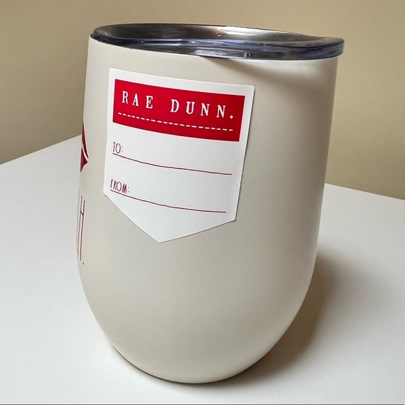 ❗️4/$65❗️Rae Dunn red lips insulated 12 oz. wine tumbler glass. “MUAH” - Picture 6 of 6
